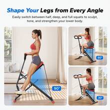 Squat Machine, MERACH R07 2 In 1 Squat Rowing Machine, Easy Setup & Foldable Exercise Equipment, Glute Trainer Machine, Glutes & Leg Home Workout Machine - Black and Red - View 4