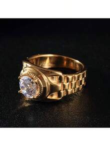 1枚男士时尚奢华创意锆石铜戒指，婚礼订婚派对珠宝礼品 - 戒指 - 查看 5