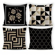 Blanket And Cushion Cover Set With Digital Print - 5 Pieces - Living Room Decor - Choose Your Colors And Transform Your Space! - Màu be - Xem 1