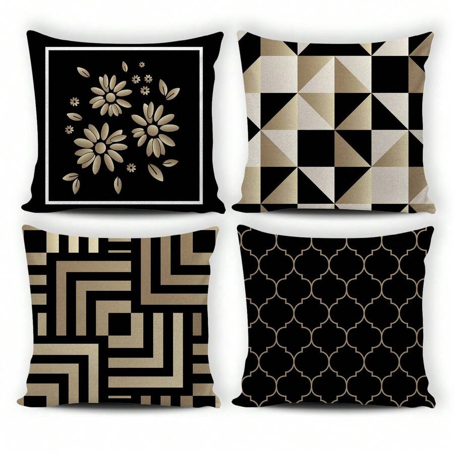 Blanket And Cushion Cover Set With Digital Print - 5 Pieces - Living Room Decor - Choose Your Colors And Transform Your Space! - Màu be - Xem 1