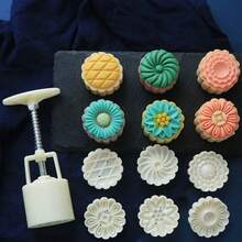 7pcs Chrysanthemum & Rose Mooncake Mold Set, Hand Press, Non-Stick, Mung Bean Ice Cream, Cartoon Model, Baking Cake Mold, Kitchen Tool - Multicolor - View 8