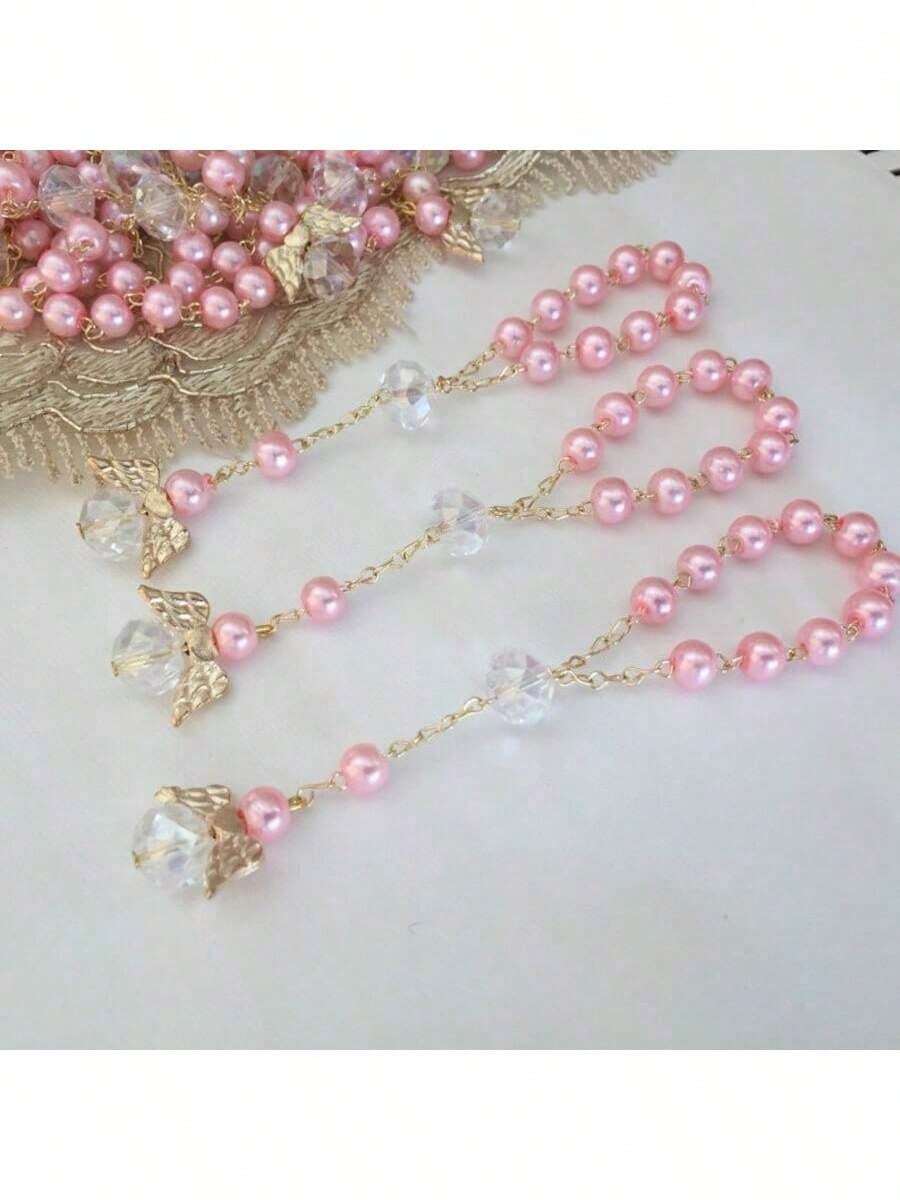 30条粉色天使翅膀手链，适合作为初领圣餐、开斋节、洗礼礼物、婚礼伴手礼和纪念品 - 彩色 - 查看 1