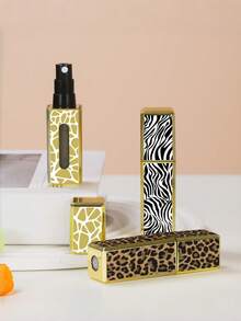 One Leopard Shaped Square Perfume Reusable Travel Bottle, 5ML Reusable Texture Decanting Bottle At The Bottom, 5ML Leopard Shaped Square Perfume Split Bottle Portable Travel Bottom Direct Charging Perfume Bottle - Multicolor - View 9