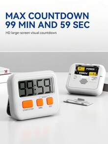 1pc Music Countdown Timer, Learning & Self-Discipline Tracker, Kitchen Baking & Fitness Timer - White - View 6