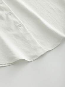 女士优雅白色无袖衬衫，纽扣前襟，衬衫领，常规长度涤纶衬衫 - 白色 - 查看 7