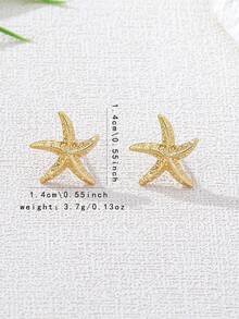 1 对不对称海星耳钉，简约时尚，适合日常佩戴、派对、海滩、婚礼、舞会、校园、宴会 - 翹腳海星 - 查看 7