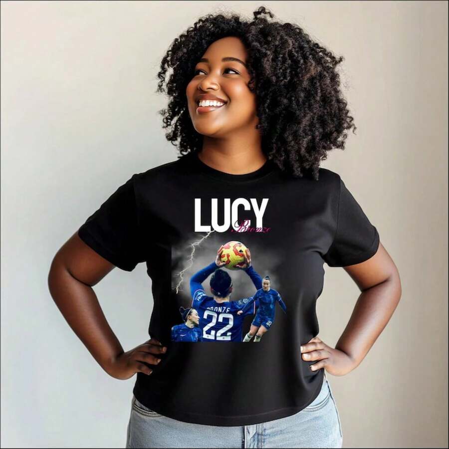 Lucy Bronze Soccer Football Player Graphic T-Shirt | Chelsea - Black - View 1