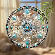 Decoración de pared de copo de nieve acrílico 2D de estilo bohemio lavable de 8 pulgadas, versátil para fiestas, invierno, sala de estar, dormitorio, oficina, cafetería - regalo único para inauguración de casa - Multicolor - Ver 5