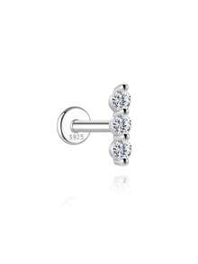 1件925纯银莫桑石精致闪亮星形耳钉，平底耳骨耳廓穿孔，低过敏性纯银材质，适合女性日常佩戴、派对和宴会等场合。 - 銀色 - 查看 19