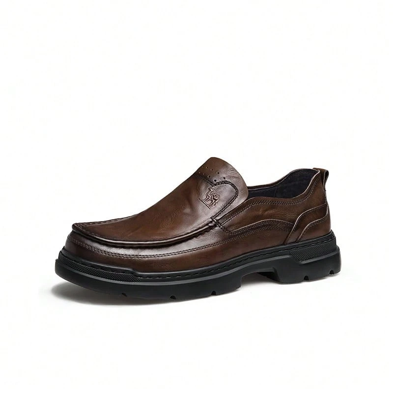 CAMEL CROWN 男士乐福鞋，舒适休闲男士真皮软底商务乐福鞋 - 棕色 - 查看 1