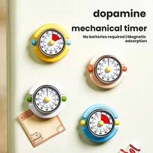 Colorful 60-Minute Mechanical Timer With Magnetic Base & No Battery Operation - Retro Analog Hourly Countdown Clock Suitable For Kitchen, Office Desk, Productivity, Gift For, Or Meetings - Plastic - Multicolor - View 1