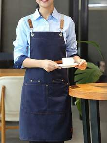 1pc Durable Waterproof Canvas Work Apron With Pockets And Adjustable Strap, Suitable For Nail Salons, Cafes, Restaurants, Bars, Bakeries And Staff ﻿ - Multicolor - View 1