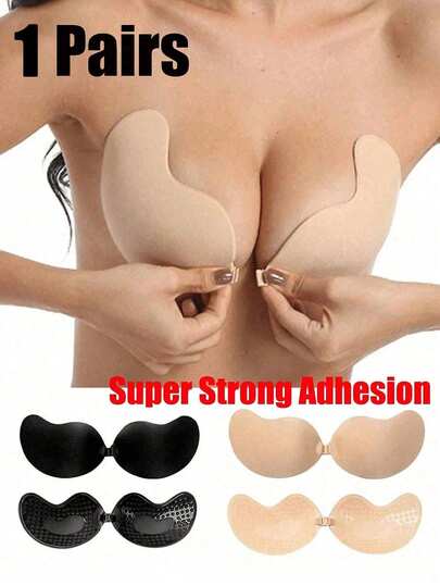 New Invisible Adhesive Push-Up Bra - Strapless, Seamless Lift & Support, Soft & Supportive, Opaque Self-Adhesive Backless Bra Pads, Hand Washable, Suitable For Backless Dresses And Tops, Backless Dress Accessory | Self-Adhesive Bra