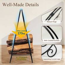 COSTWAY 59 Cm Firewood Rack Collapsible Log Hoop For Indoor Outdoor, Black - Negro - Ver 6