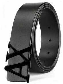 High Quality Men's AX Letter Alloy Smooth Buckle Belt, Business Casual Versatile Jeans Belt, Ideal Holiday Gift For Family And Friends - Multicolor - View 8