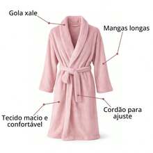 Corttex Microfiber Bathrobe - Premium Comfort And High Absorption - Warm And Super Soft Bathrobe - Baby Pink - View 4