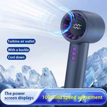 Portable High-Speed Handheld Fan, USB Fast Charging, Digital Display 100 Adjustable Speeds, With Hook, Compact Yet Powerful Cooling For Office Desk And Outdoor, 1200mAh Rechargeable,Spring Summer Picks,Brides Maid Gifts,Room,Bedroom Decor,Beach,Travel,For Men,For Women,Vacation,Cute Stuff - Multicolor - View 2