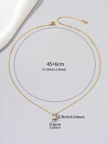 1pc Stainless Steel Water Drop Shaped Stone Pendant Necklace, Golden - Yellow Gold - View 5