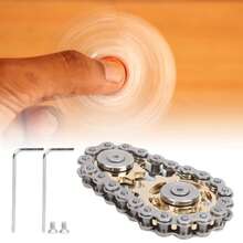 Giroscopio de acero inoxidable con cadena de engranajes y punta giratoria, chapado en oro, juguete para aliviar el estrés. - Plateado - Ver 7
