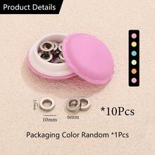 1 Exquisito envase de plástico para macarons que contiene 10 piezas de cuentas circulares de acero inoxidable 304 chapadas en oro de 18K de varios tamaños para hacer accesorios de joyería DIY, color de la caja aleatorio - cuentas circulares - Ver 14