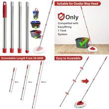 4-Section Spin Mop Replacement Handle 2.5-5 Foot Mop Replacement Stick Only Compatible With Ocedar Mop Handle EasyWring Mops Head Base Not Included - Chỉ có màu đỏ, 1 tay cầm - Xem 2