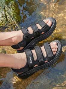 CAMEL CROWN Sandalias casuales para mujer, sandalias deportivas de moda de primavera/verano con ola, zapatos de playa con suela blanda antideslizante y cierre de gancho y bucle - Negro - Ver 3