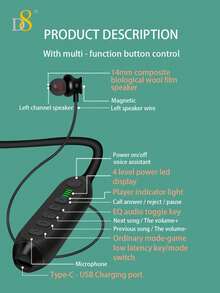 Auriculares inalámbricos tipo collar D8 | Sonido estéreo superior con armadura equilibrada, micrófono incorporado | Larga duración de la batería y tiempo de reproducción extendido Auriculares Bluetooth | Auriculares inalámbricos con micrófono para llamadas y música | Conexión Bluetooth 5.3 estable, compatible con iPhone y Android | Ideal para trabajo, deportes, gimnasio, correr y viajes diarios | Regalo tecnológico de San Valentín para ella - Multicolor - Ver 6
