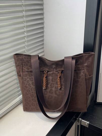 Bolso de mano versátil y de moda de unicolor, bolso de hombro minimalista casual con textura y color de contraste