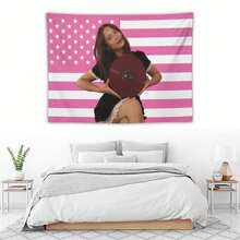 1PC Singer Laufey Printed American Flag Decorative Tapestry, Suitable For Dormitories, Bedrooms, Parties, Festivals - Easy To Hang Holiday Decorations, Ideal Gift For Fans, Perfect Valentine's Day Gift - 1PC - 查看 5