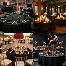 90 Inch Round Black Table Cloths 2 Packs Stain And Wrinkle Resistant Washable Polyester Table Cloth For Party Wedding Banquet Dining Buffet  Dfe - Blackround - View 6
