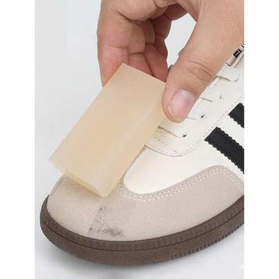1 pieza Limpiador de zapatos portátil de gamuza - Removedor de manchas sin agua, apto para tenis/zapatos blancos/cuero/terciopelo, no abrasivo