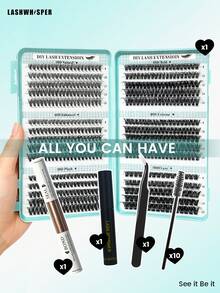 DIY Eyelash Extension At Home DIY Lash Extension Kit Cluster Lashes Glue Waterproof Lash Bond And Seal Long Lasting Individual Lash Clusters Adhesive Sealant Makeup Tool - Multicolor - View 2