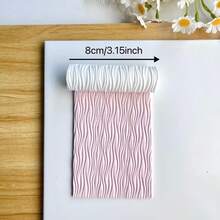 波浪纹、不对称线条、斑马纹、水波纹纹理聚合物粘土擀面杖，聚合物粘土耳环模具，陶瓷手工纹理模具，聚合物粘土手工DIY首饰制作工具，手工耳环模具 - 白色 - 查看 7