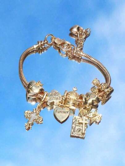 1pc Y2K Charm Bracelet, 1pc Charm Bracelet, Retro Streetwear Fashion Bracelet, 1pc & Heart Charm Bracelet, Glow-In-The-Dark Bracelet