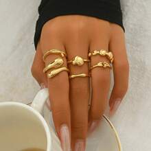 1 Set de Anillos de Pareja Asimétricos Geométricos Elegantes y de Moda - Multicolor - Ver 1