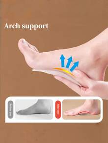 1 Pair Women's Foot Support Arch Cushion, Transparent Soft Self-Adhesive Insoles, Anti-Slip Foot Pad - Clear - View 5