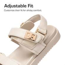 Girls Sandals Casual Open Toe Two Adjustable Strapped Sandals With Hook And Loop For Little Kid/Big Kid - 杏色 - 查看 3