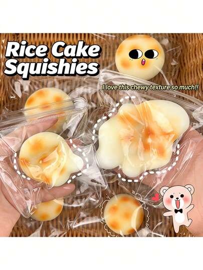 Rice Cake Squishy Fidget Toys For Teens And Adults, Slow Rising Stress Relief Toys, Soft And Realistic Dessert Sensory Toys With Chewy Texture, Ideal For Anxiety Relief, ADHD Support And Party Favors.