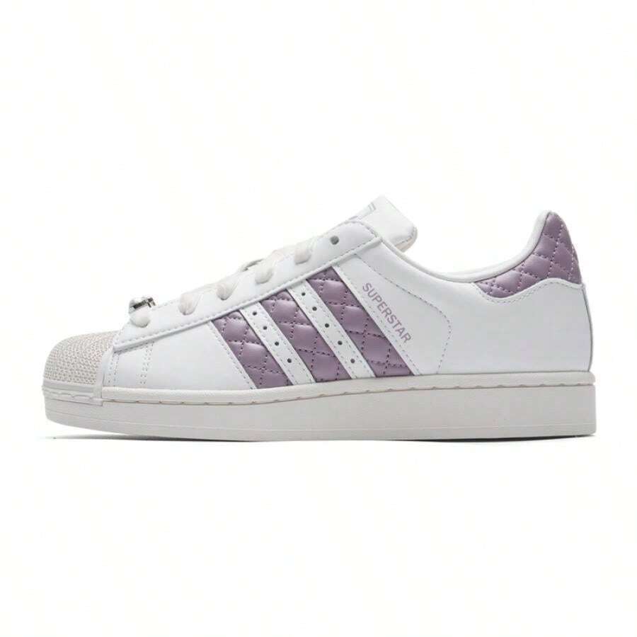 Adidas Originals Women's Skateboard Shoes, Comfortable Low-Top, SUPERSTAR II W Lightweight Casual Daily Sneakers KJ7300 - Bright White/Soft Purple/Jade White - View 1
