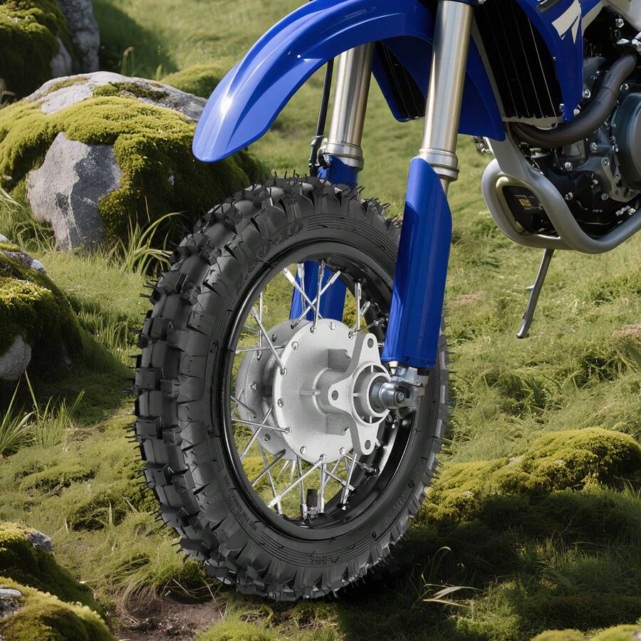 SanBouSi Complete Wheel Set For  CRF50 XR50 Dirt Bike, Alloy Front & Rear Wheels With Chain, Direct Replacement For BBR KLX, Heavy Duty Motorcycle Tire Kit - Black and Silver - View 1