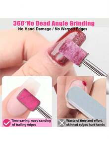 美甲打磨带套装，包含80、150、240目砂纸，100片装，彩色粗细美甲打磨带，2个美甲钻头，3/32英寸钻头，便携式收纳盒套装，适用于亚克力美甲、美甲和足疗工具。 - 彩色 - 查看 4