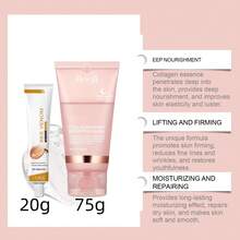 2pcs Collagen Night Wrapping Sleep Mask Shed And Glow, 20g Bee Face Care Cream, 75g Collagen Filling Moisturizing Anti-Wrinkle Face Mask, Replenish Skin Collagen, Anti-Wrinkle, Moisturizing And Easy To Absorb, Thick Application Provides More Nutrients, Hyaluronic Acid, Niacinamide, Cleansing And Hydrating Mask To Brighten Complexion - Pink - View 3
