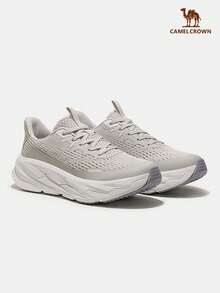 CAMEL CROWN 男士减震跑步鞋，休闲春夏防滑透气跑步运动鞋 - 一度灰/白 - 查看 4