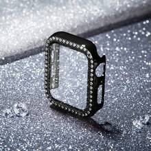 1 szt. Uniseksowe, czarne, ultracienkie etui ochronne ze szkła hartowanego z kryształkami, kompatybilne z 38/40/41/42/44/45/46/49 mm, kompatybilne z Series Ultra/SE/11/10/9/8/7/6/5/4/3/2/1, akcesorium do etui ochronnego do smartwatcha - Czarne - Zobacz 4