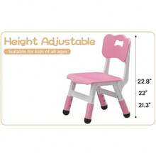 Techigher 2PCS Kinderstuhl Plastik, Kinder Schreibtischstuhl, Kinderstühle mit Rückenlehne, 3-stufig höhenverstellbarer Kleinkinderstuhl, Kinder Stuhl ab 2 Jahr, für Kinderzimmer Schule Kindertagespflege - Pink - Übersicht 6