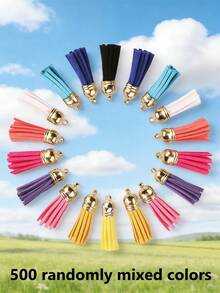 10/30/50/100/200/300/500/1000pcs Random Mixed Color Tassel Keychain, Leather Tassel Suitable For DIY Keychain, Pendant, Jewelry Making And Craft Supplies - Multicolor - View 26