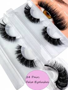 24/12/1对假睫毛，独立包装，自然浓密款式，易于佩戴，持久卷翘，适合派对场合 - 黑色 - 查看 2