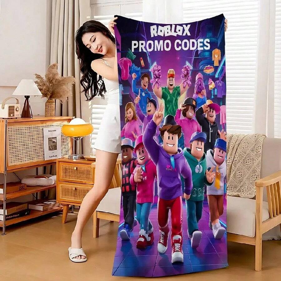 Games R-Robloxs Beach Towel Colorful Bath Towels For  Microfiber Quick Dry Custom Sand Free Beach Yoga Spa Gym Pool(5).Jpg - White - View 1