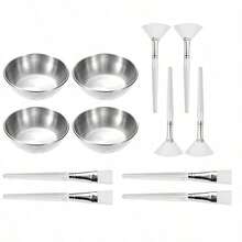 2/3/6/12/18pcs Esthetician Facial Care Spa Set, Includes Face Mask Mixing Bowls, Fan Brushes, Flat Brushes, Women Skincare Cosmetic Tools, Travel Friendly Facial Care Mixing Kit, Available In Gold, Silver, Rose Gold - A - View 3