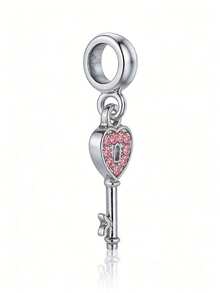 时尚钥匙DIY吊坠，镶嵌粉色水钻爱心，送给朋友的特别礼物 - 彩色 - 查看 5